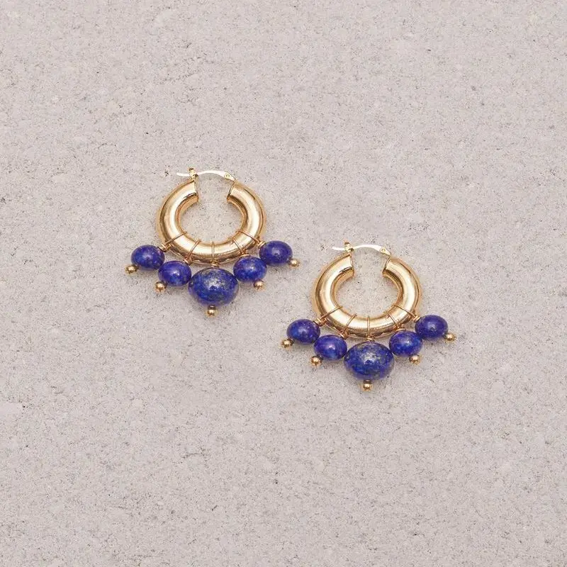 2021 New Arrival High Quality Jewelry Stud Earrings Sandro Lapis Earrings 25mm Gold plated hoop Lapis Lazuli Gold filled beads
2021 New Arrival High Quality Jewelry Stud Earrings Sandro Lapis Earrings 25mm Gold plated hoop Lapis Lazuli Gold filled beads