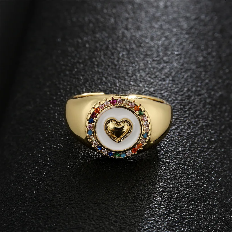 New Fashion Real Gold Plated Micro Pave CZ Heart Rings Heart Enamel Colorful Diamond Open Rings For Women Girl
New Fashion Real Gold Plated Micro Pave CZ Heart Rings Heart Enamel Colorful Diamond Open Rings For Women Girl