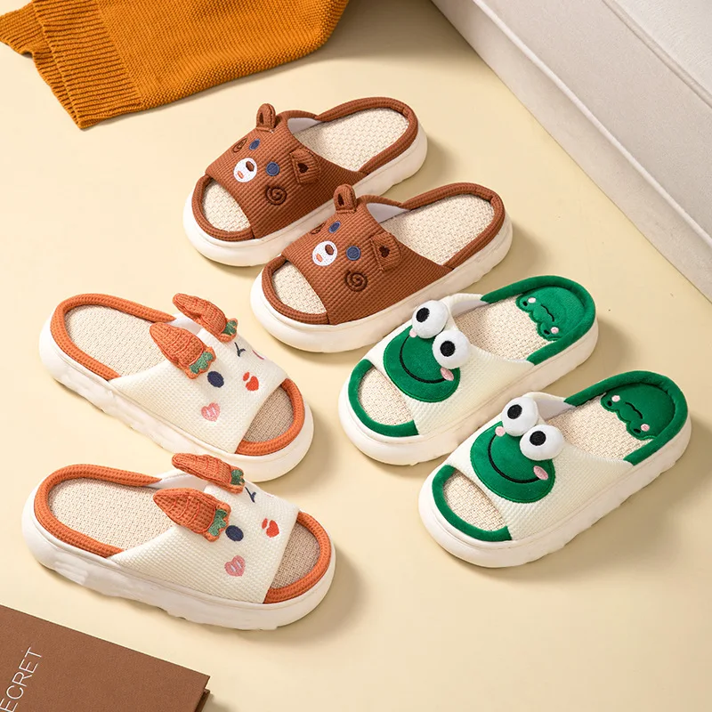 Cartoon Frog Cow Animal Flax Slippers Casual Winter Indoor Home Thick Sole Slippers for Women
Cartoon Frog Cow Animal Flax Slippers Casual Winter Indoor Home Thick Sole Slippers for Women