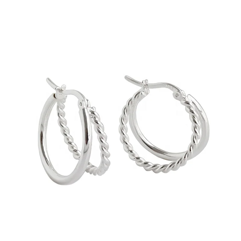 FSE465 twist rope double layers hoop earrings gold plated earrings for girls 925 silver earring
FSE465 twist rope double layers hoop earrings gold plated earrings for girls 925 silver earring
