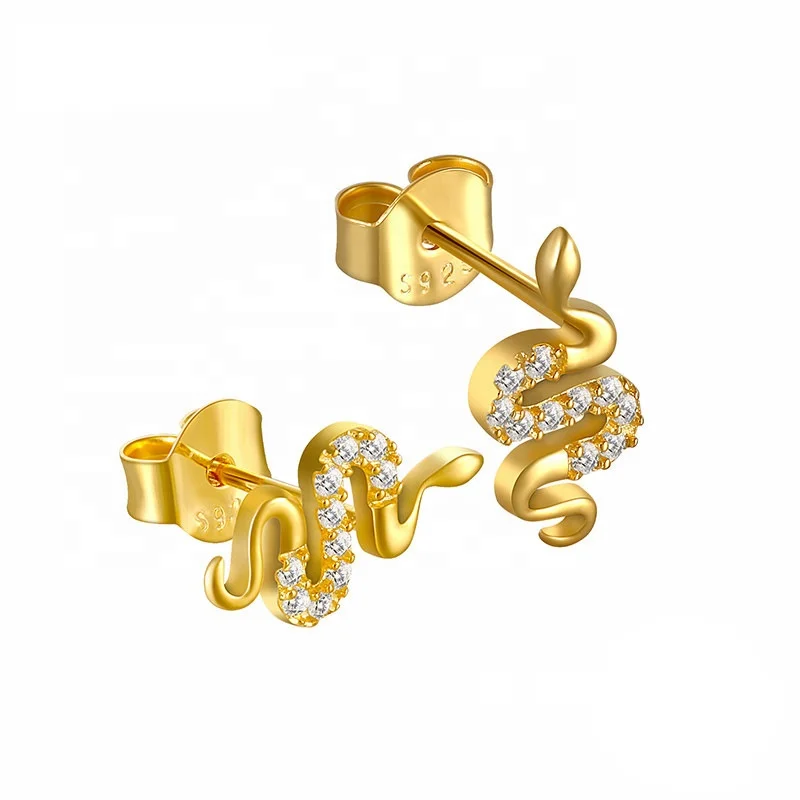 New Trendy 14k Gold Plated 925 Silver Tiny Snake CZ Stud Earrings For Girls Gift, Customized color
New Trendy 14k Gold Plated 925 Silver Tiny Snake CZ Stud Earrings For Girls Gift, Customized color