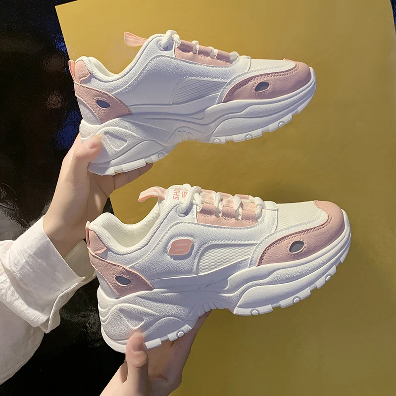 Fashion Womens Chunky Lace Up Sneakers, Women Athletic Sports Walking Shoes Platform PU Mesh Sports Wear Trainers
Fashion Womens Chunky Lace Up Sneakers, Women Athletic Sports Walking Shoes Platform PU Mesh Sports Wear Trainers