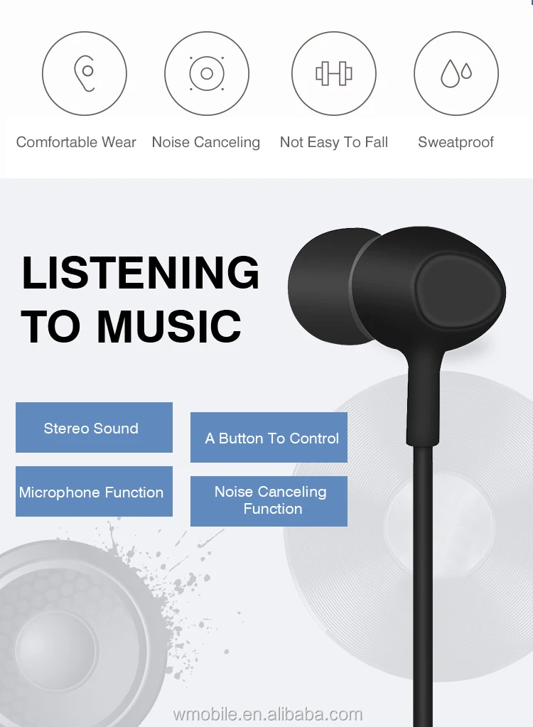 oem earphones private label earphone noise cancelling wired earphones - ANKUX.COM