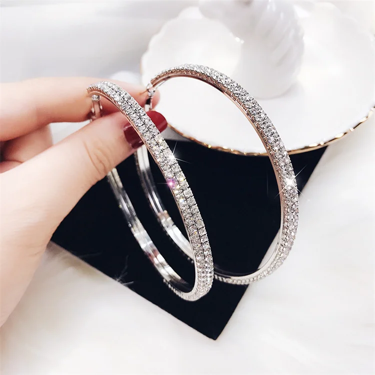 For Women Big Round Silver Plated Rhinestones Stainless Steel Big Crystal Hoop Earrings, Gold silver
For Women Big Round Silver Plated Rhinestones Stainless Steel Big Crystal Hoop Earrings, Gold silver