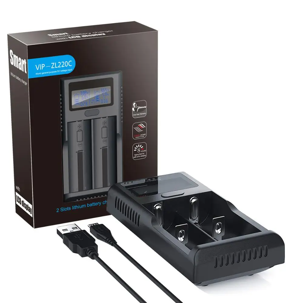 Dual Micro USB Li-ion LCD display Battery Charger for 18650 21700 26650 etc batteries, Black
Dual Micro USB Li-ion LCD display Battery Charger for 18650 21700 26650 etc batteries, Black