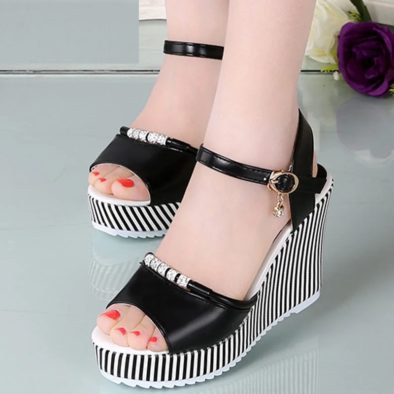 PU ankle strap high heel wedge heel platform sandals black shoes wedges shoes for women high heels sandals
PU ankle strap high heel wedge heel platform sandals black shoes wedges shoes for women high heels sandals