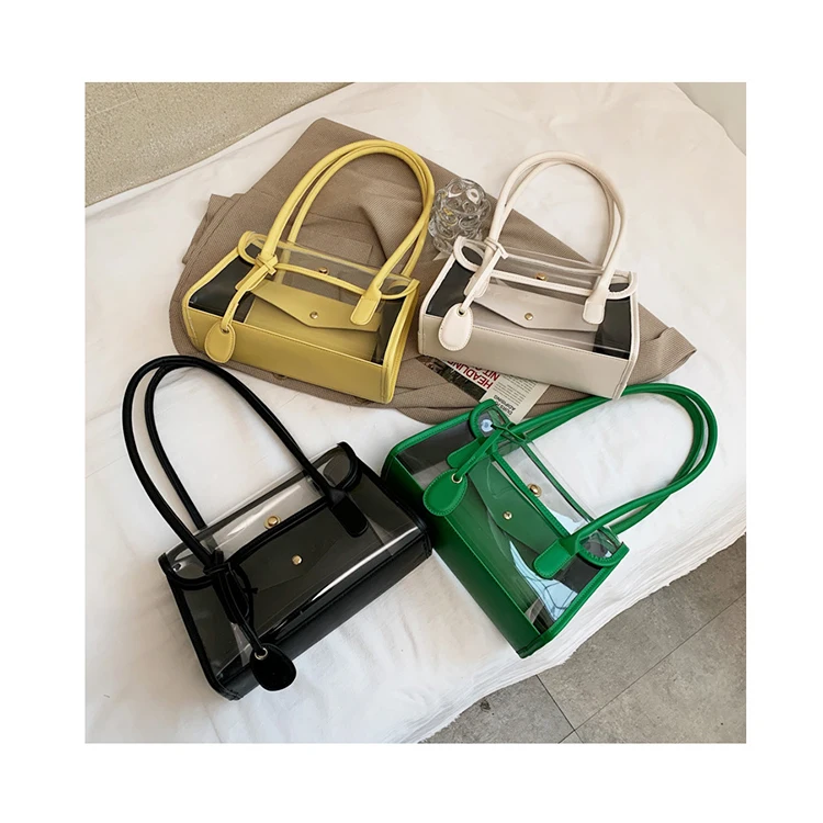 Simple Summer Clear Jelly Bags Transparent Beach Hand Bags Lady Top Handle Composite Handbags and Purses For Women PVC Tote
Simple Summer Clear Jelly Bags Transparent Beach Hand Bags Lady Top Handle Composite Handbags and Purses For Women PVC Tote