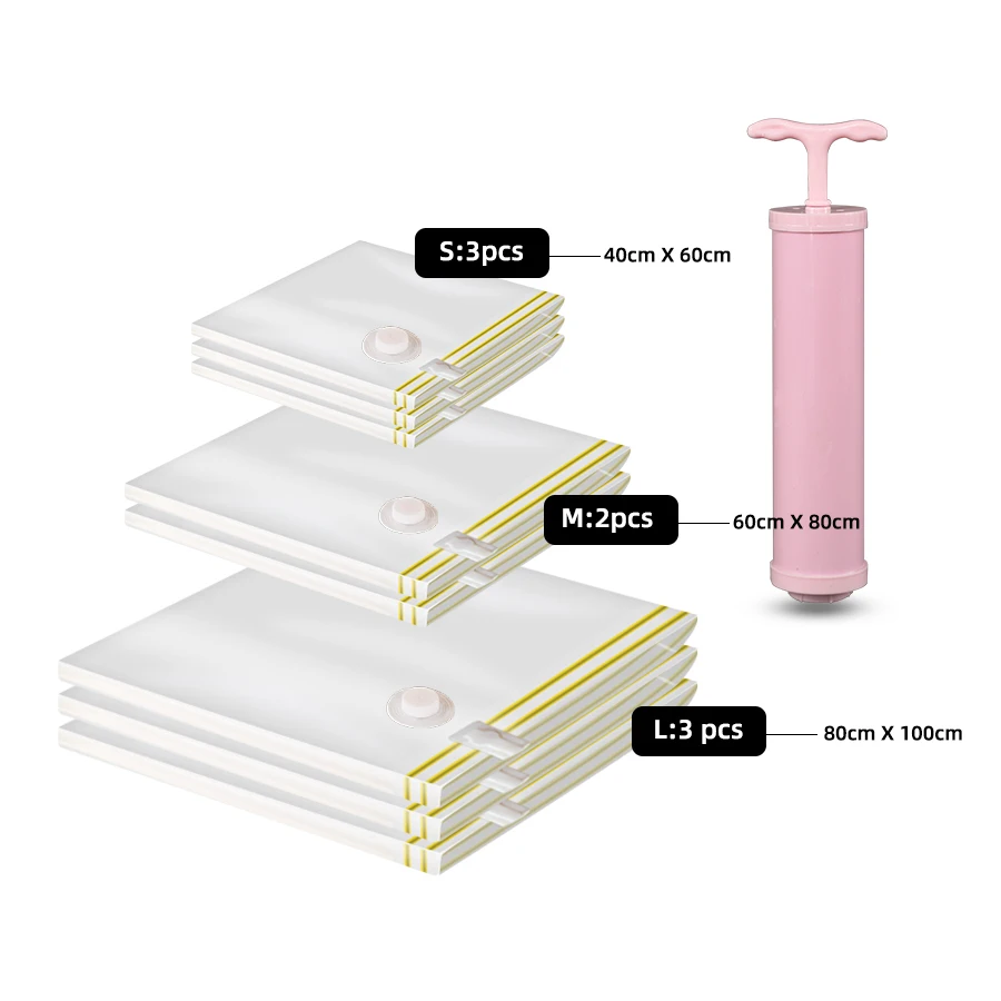 Vacuum Storage bag for Comforters Blankets Clothes Pillows Travel Space Saver Seal Bag Hand Pump Included, Transparent
Vacuum Storage bag for Comforters Blankets Clothes Pillows Travel Space Saver Seal Bag Hand Pump Included, Transparent