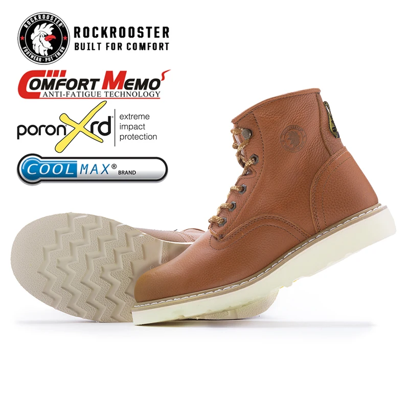 Rockrooster 6"X-Wide Tan Soft toe Leather Work Boots Outdoor Shoes Safety Shoes Zipper Hiking Shoes For Outdoor Sports
Rockrooster 6"X-Wide Tan Soft toe Leather Work Boots Outdoor Shoes Safety Shoes Zipper Hiking Shoes For Outdoor Sports