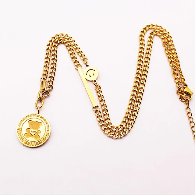 Simple Bear Necklace Cold Wind Titanium Steel Clavicle Chain Smiley Gold Pendant Factory Wholesale
Simple Bear Necklace Cold Wind Titanium Steel Clavicle Chain Smiley Gold Pendant Factory Wholesale