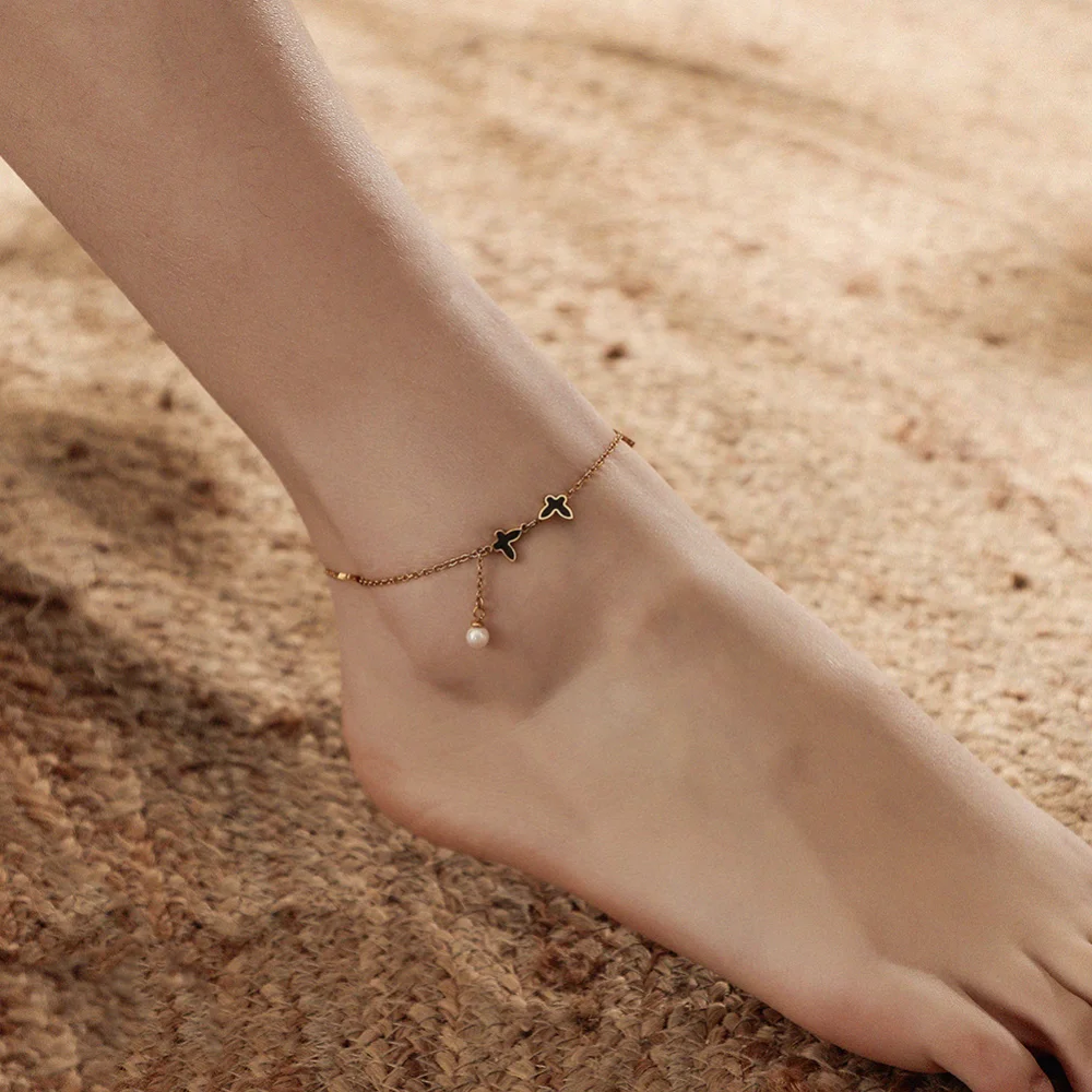 Women Fashion Trendy Gold Plated Dangling Butterfly Pearl Stainless Steel Foot Jewelry
Women Fashion Trendy Gold Plated Dangling Butterfly Pearl Stainless Steel Foot Jewelry