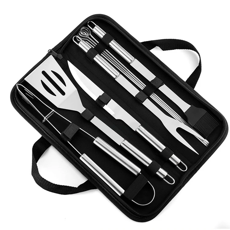 Stainless steel barbecue tool 10pcs grill accessories set bbq tools with bag, Natural
Stainless steel barbecue tool 10pcs grill accessories set bbq tools with bag, Natural