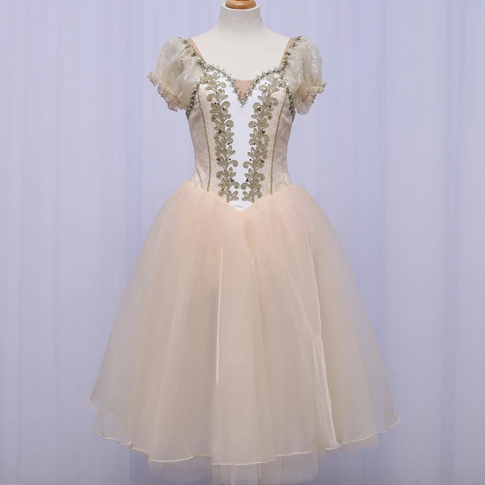 

Girls Performance Ballet long Skirt Dance Dress Ballet Tutu Giselle Romantic Ballet Skirt, Golden & customize