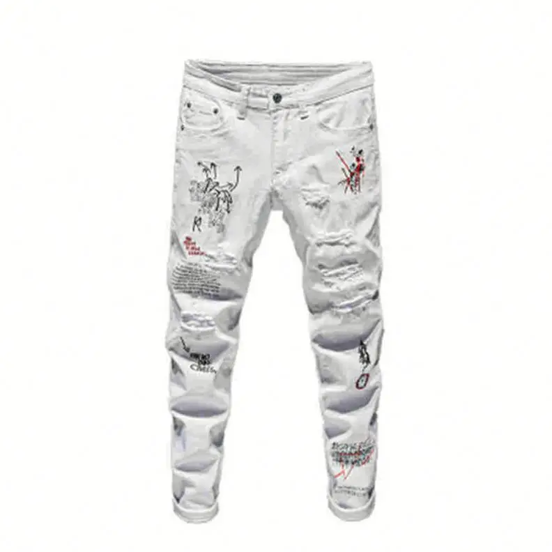 Wholesale Men Cool High-End Jeans With Ripped Embroidery Pencil Pants, Customized color
Wholesale Men Cool High-End Jeans With Ripped Embroidery Pencil Pants, Customized color