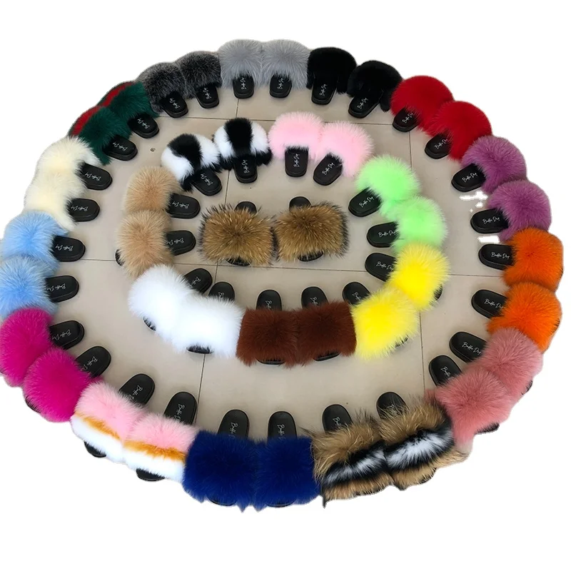 raccoon fox fur slides for women fur slippers for women, Customized color
raccoon fox fur slides for women fur slippers for women, Customized color
