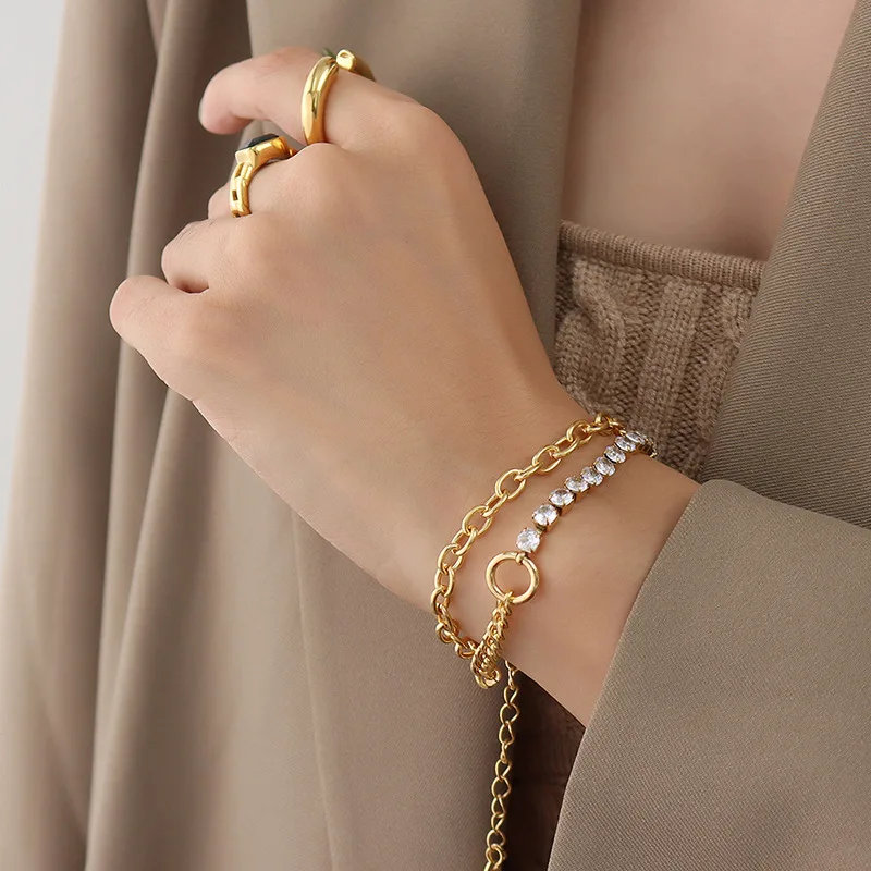 Wholesale Fashion Gold Plated Jewelry Stainless Steel Pearl Tennis Zircon Double Layer Adjustable Bracelet
Wholesale Fashion Gold Plated Jewelry Stainless Steel Pearl Tennis Zircon Double Layer Adjustable Bracelet