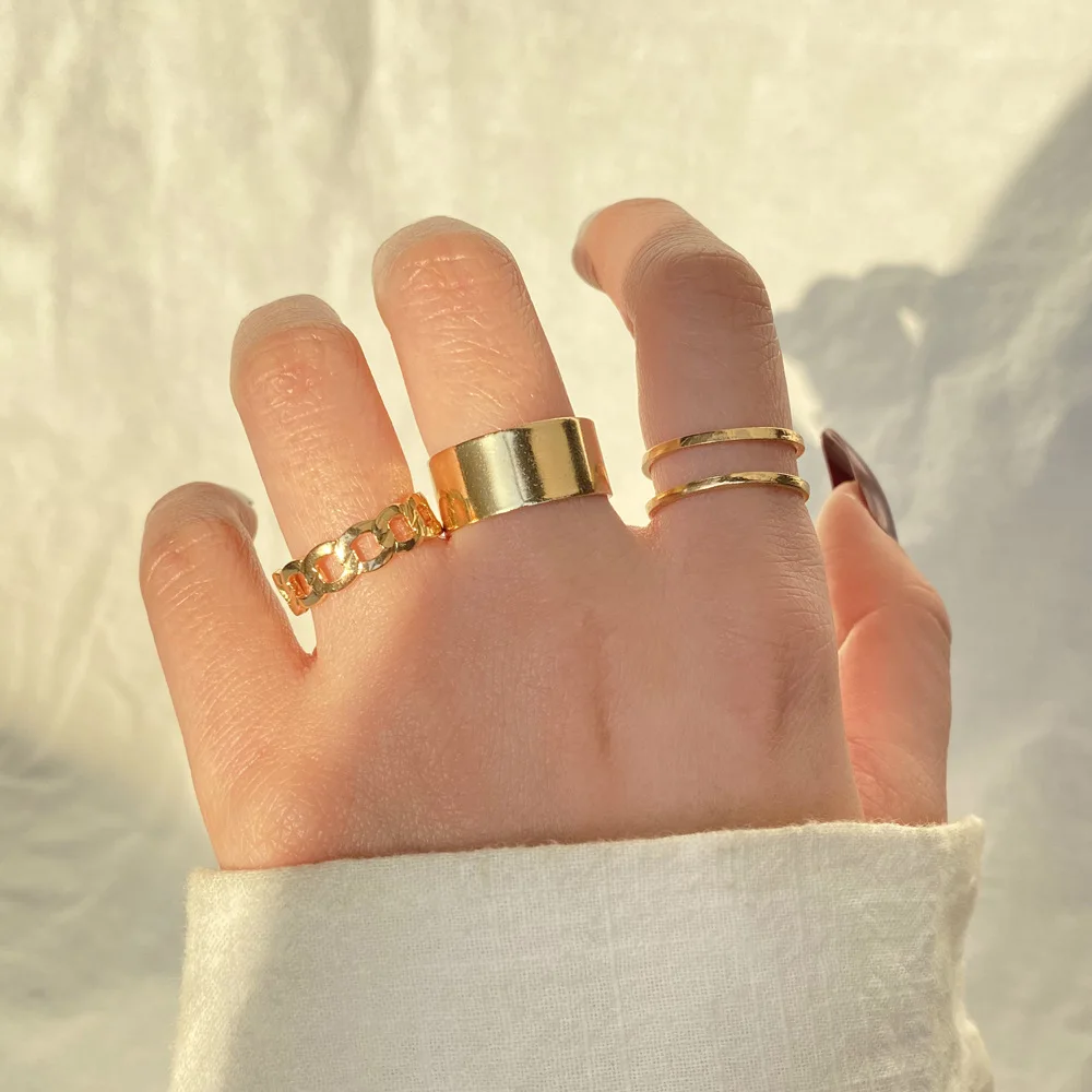 New 3 Piece Combination Ring Set Women Trendy Geometric Gold Plated Adjustable Rings For Ladies Jewelry
New 3 Piece Combination Ring Set Women Trendy Geometric Gold Plated Adjustable Rings For Ladies Jewelry