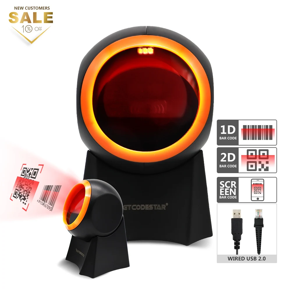 GT-8800G 2D omnidireccional barato USB RS232 Escaner de escritorio de codigo qr, White/black
GT-8800G 2D omnidireccional barato USB RS232 Escaner de escritorio de codigo qr, White/black