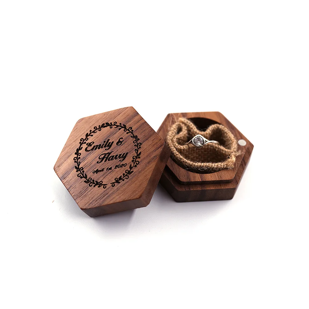 Personality Custom Jewelry Gift Box Hexagon Black Walnut Wood Wedding Ring Box, Wood ring box
Personality Custom Jewelry Gift Box Hexagon Black Walnut Wood Wedding Ring Box, Wood ring box