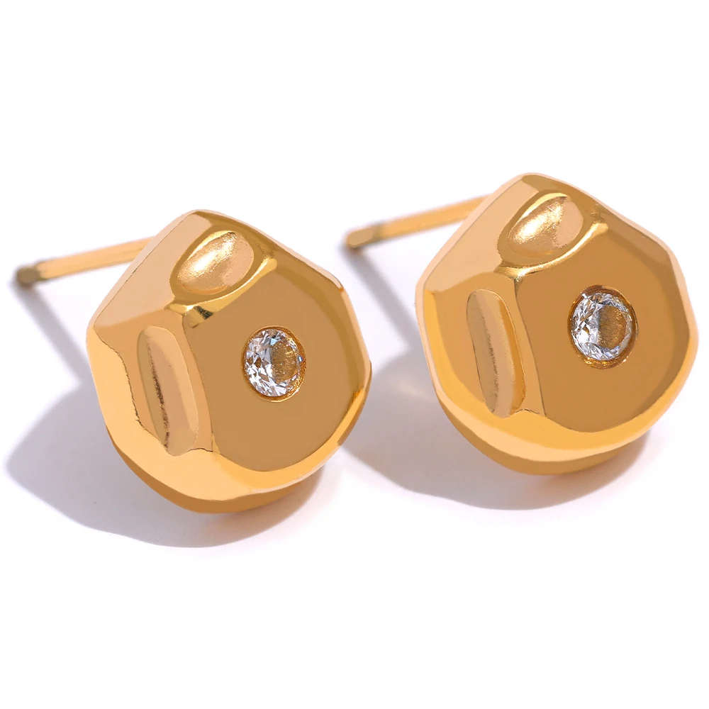 JINYOU 623 Minimalist Metal Texture Stainless Steel Geometric Zircon 18K Gold Plated Charm Stud Earrings Fashion Jewelry
JINYOU 623 Minimalist Metal Texture Stainless Steel Geometric Zircon 18K Gold Plated Charm Stud Earrings Fashion Jewelry
