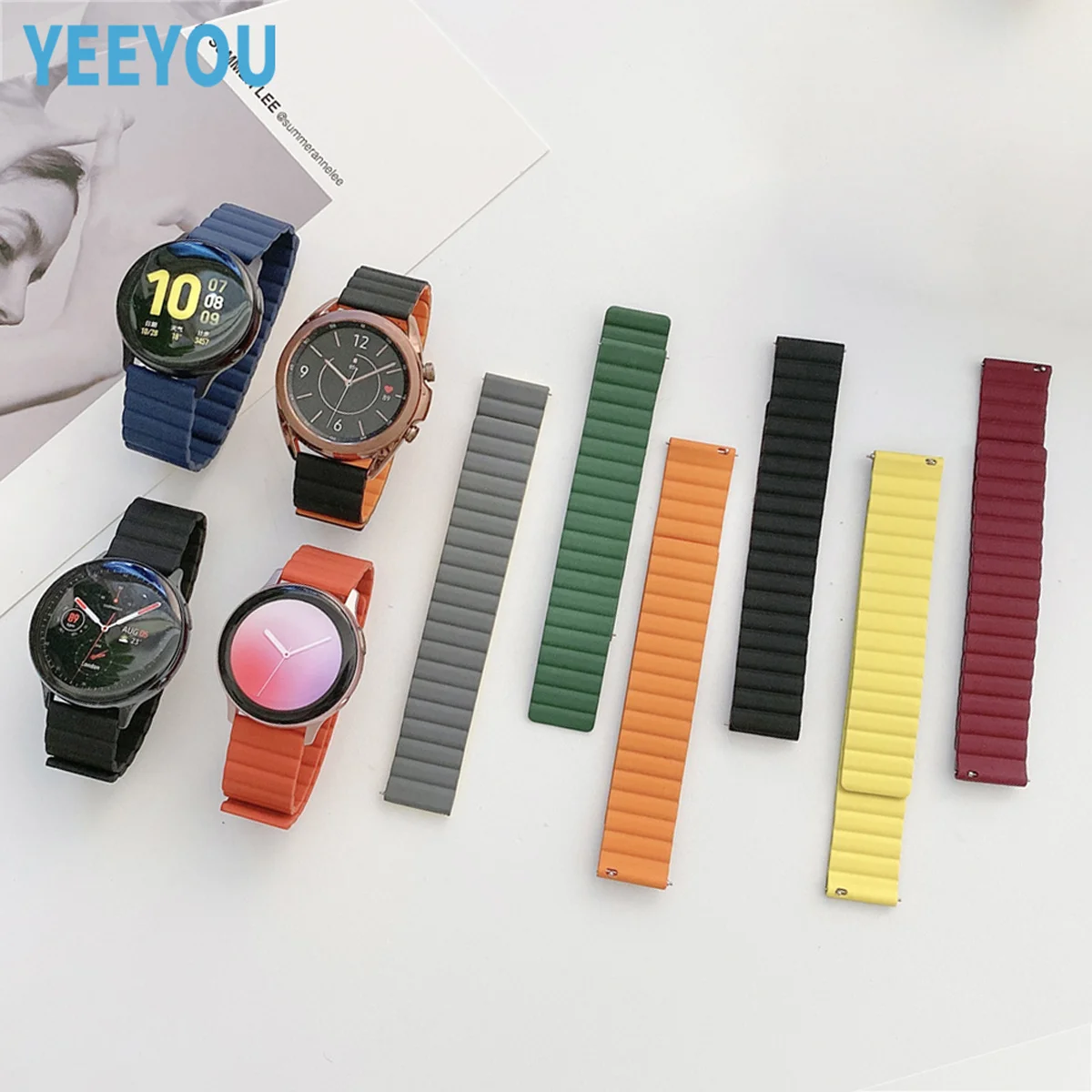 Soft Silicone Strap Magnetic Wrist Bands Replacement Belt Watches for Samsung Active 2 20mm 22mm Gear S3, Multi-color optional or customized
Soft Silicone Strap Magnetic Wrist Bands Replacement Belt Watches for Samsung Active 2 20mm 22mm Gear S3, Multi-color optional or customized