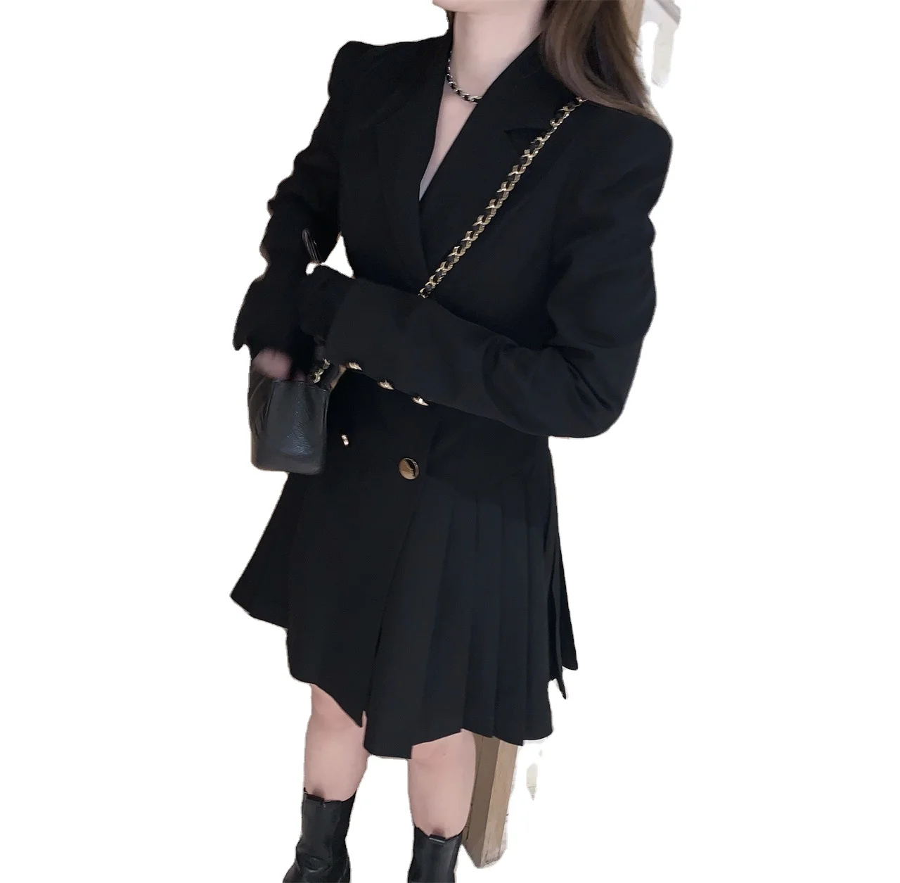 Spring 2021 new Korean temperament thin black waist dress women's design sense blouse, Picture color
Spring 2021 new Korean temperament thin black waist dress women's design sense blouse, Picture color