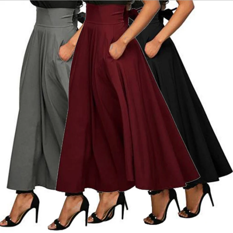 Fashion Women Girls Solid Color Bow Belt Big Swing Pleated Long All Match Maxi Skirt
Fashion Women Girls Solid Color Bow Belt Big Swing Pleated Long All Match Maxi Skirt