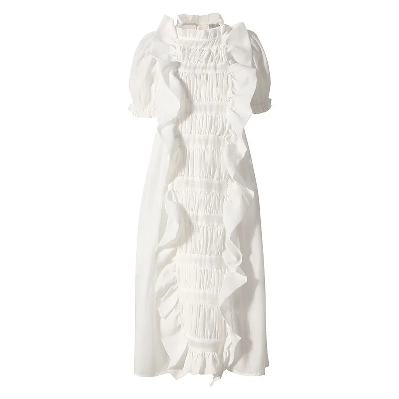Women Fashion French Retro Vintage Short Sleeve White Long Dress Ladies Casual Elegant Dresses Pleated Korean Dress
Women Fashion French Retro Vintage Short Sleeve White Long Dress Ladies Casual Elegant Dresses Pleated Korean Dress
