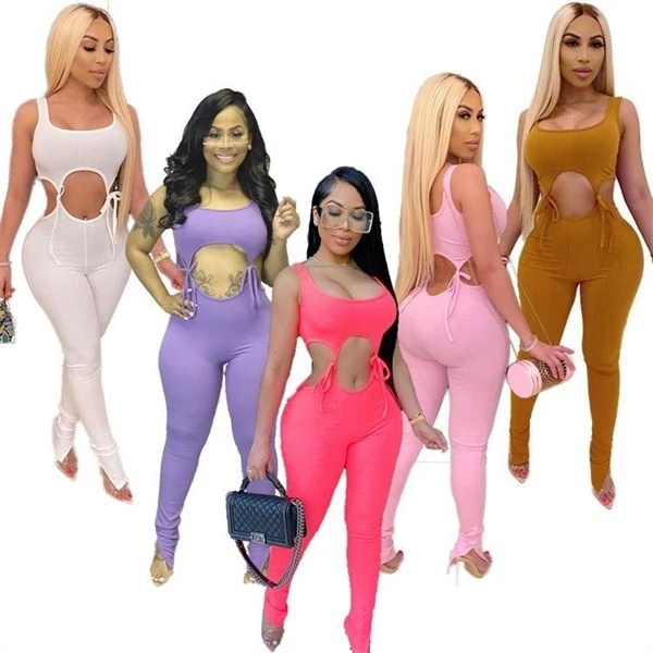 Newest Design sexy Sleeveless strappy Jumpsuits pure color one piece set hollow navel clothes for woman, As picture or customized make
Newest Design sexy Sleeveless strappy Jumpsuits pure color one piece set hollow navel clothes for woman, As picture or customized make
