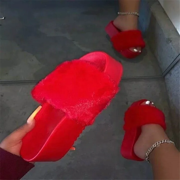 Winter Women Plush Solid Slippers Fluffy Flip Flops Sandals Wholesale Women Slide Footwear Plus Size Platform Fur Slippers Shoes
Winter Women Plush Solid Slippers Fluffy Flip Flops Sandals Wholesale Women Slide Footwear Plus Size Platform Fur Slippers Shoes