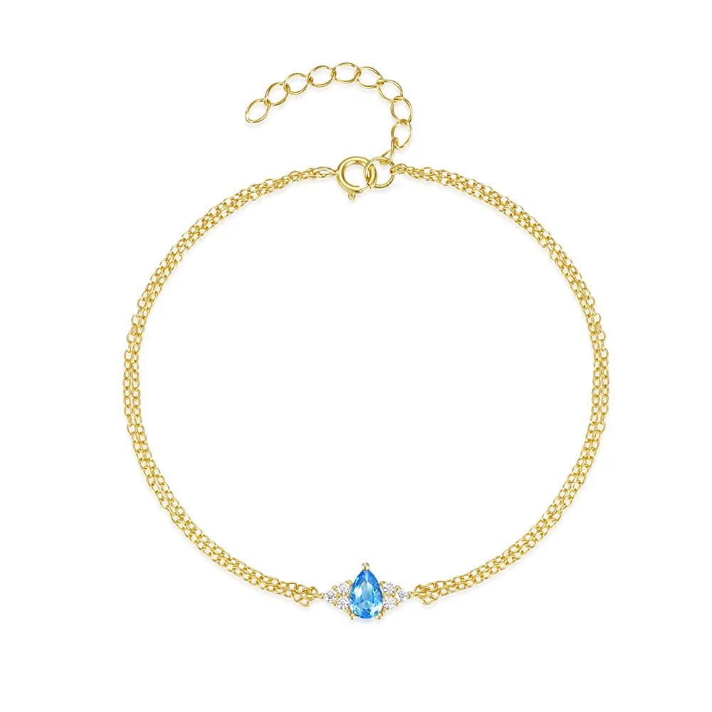 Fine Elegant Zircon S925 Sterling Silver Blue Layered Water Drop 18k Gold Plated Fashion Bracelet Jewelry Gifts for Women Ladies
Fine Elegant Zircon S925 Sterling Silver Blue Layered Water Drop 18k Gold Plated Fashion Bracelet Jewelry Gifts for Women Ladies