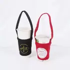 Customized logo creative handmade knitting wrap cotton coffee cup sleeve take away tote coffee holder bag