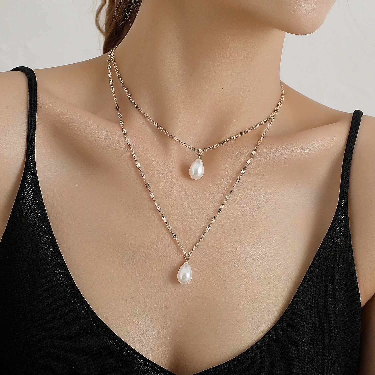 Fashion Lady Advanced Water Drop Fashion Jewelry Double Layer Link Chain Pearl Pendant Necklace Women, Picture
Fashion Lady Advanced Water Drop Fashion Jewelry Double Layer Link Chain Pearl Pendant Necklace Women, Picture