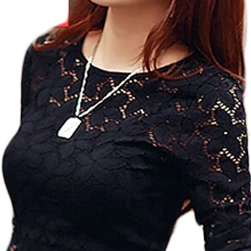 Women's Long-sleeved Lace T-shirt New Lace Bottoming Shirt Korean Version Puls Size Shirt For Women With Floral Embroidery, Black white
Women's Long-sleeved Lace T-shirt New Lace Bottoming Shirt Korean Version Puls Size Shirt For Women With Floral Embroidery, Black white