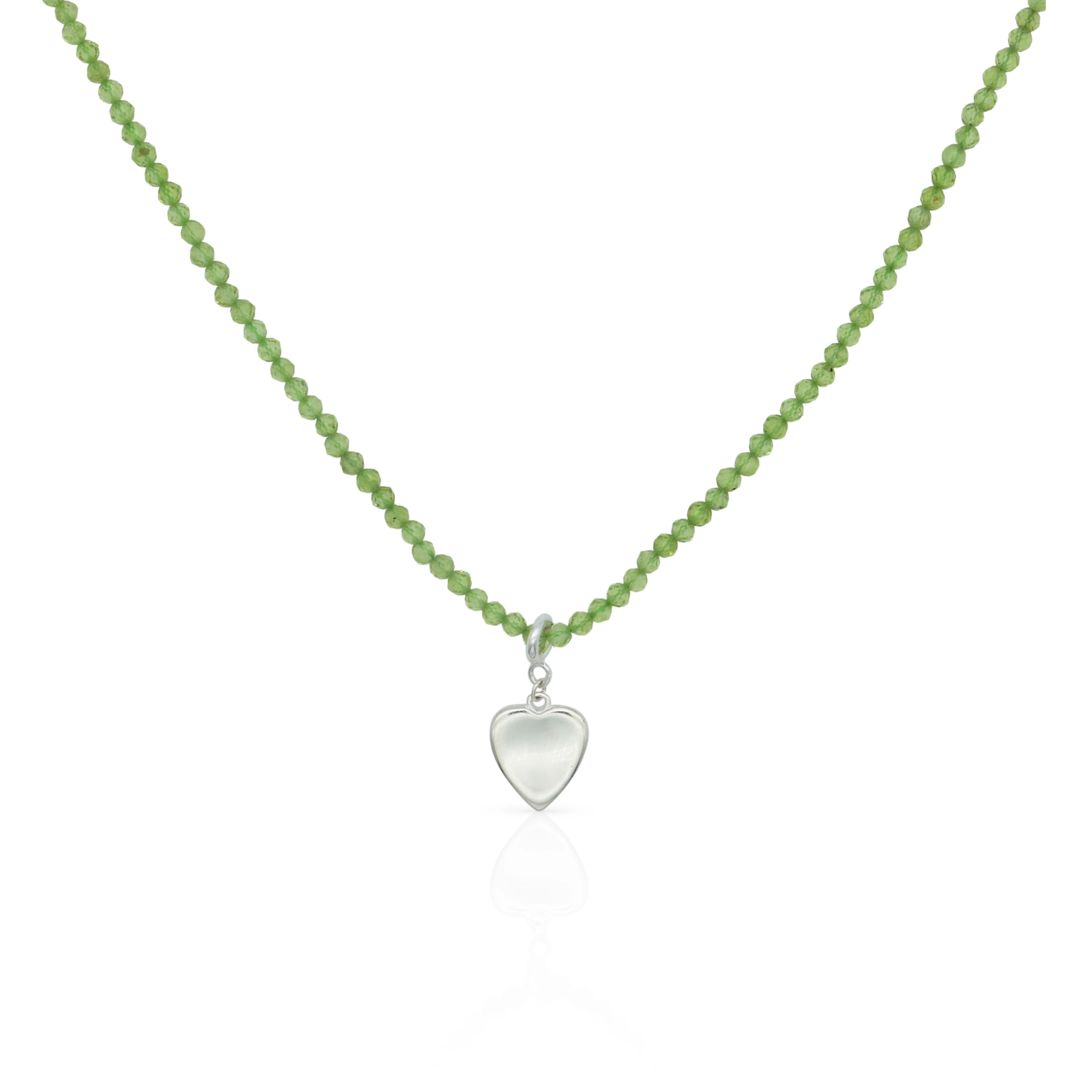 Chris April 925 sterling silver olivine crystal quartz beads chain mirror heart necklace
Chris April 925 sterling silver olivine crystal quartz beads chain mirror heart necklace