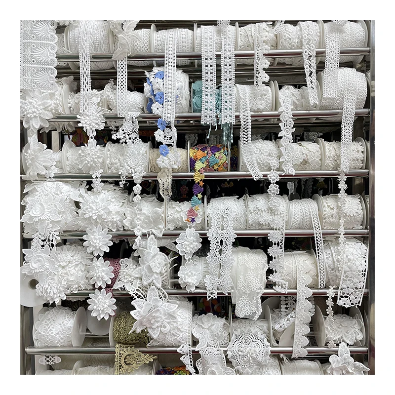 Fancy embroidery trim ribbon cotton webbing water soluble french border guipure lace trim, Customized color cotton lace trim
Fancy embroidery trim ribbon cotton webbing water soluble french border guipure lace trim, Customized color cotton lace trim