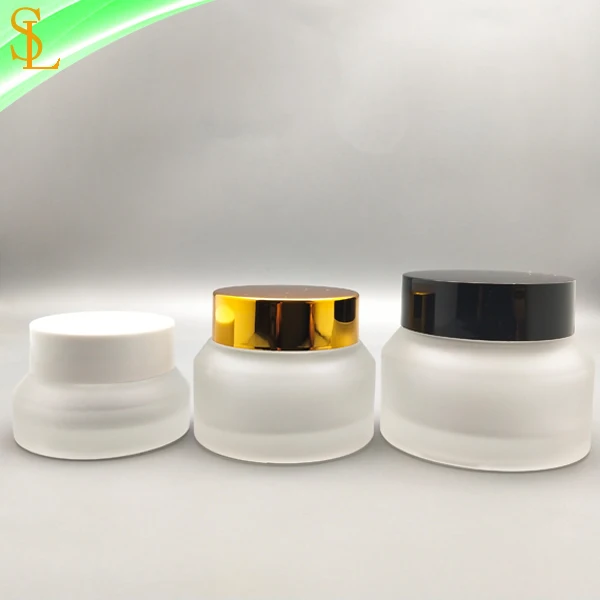 Slanted G G G Cosmetic Frosted Glass Packaging Cream Jars With