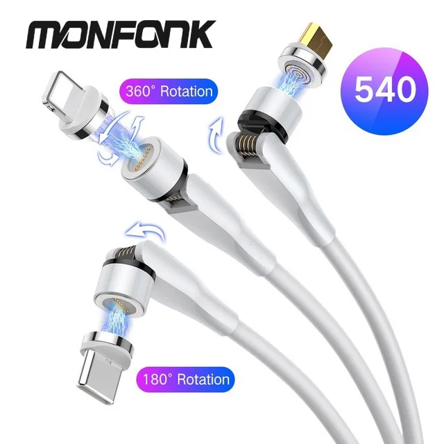 MONFONK Magnetic Charging Cable 540 degree Magnetic Cable 3A Fast Charging Data Cable For micro iPhone Type C, Black white
MONFONK Magnetic Charging Cable 540 degree Magnetic Cable 3A Fast Charging Data Cable For micro iPhone Type C, Black white