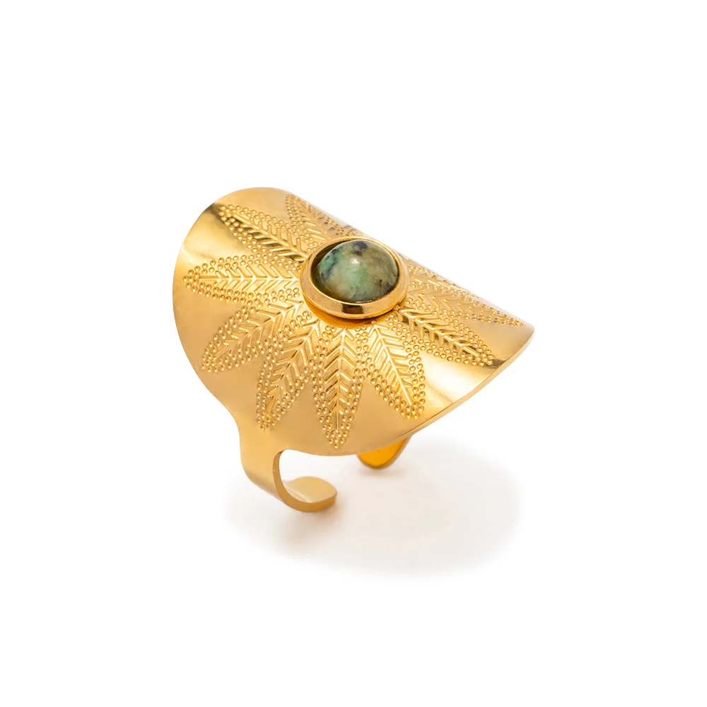18K Gold Plated stainless steel Vintage open Africa Turquoise stone Ring width Rings High-quality for girls women
18K Gold Plated stainless steel Vintage open Africa Turquoise stone Ring width Rings High-quality for girls women