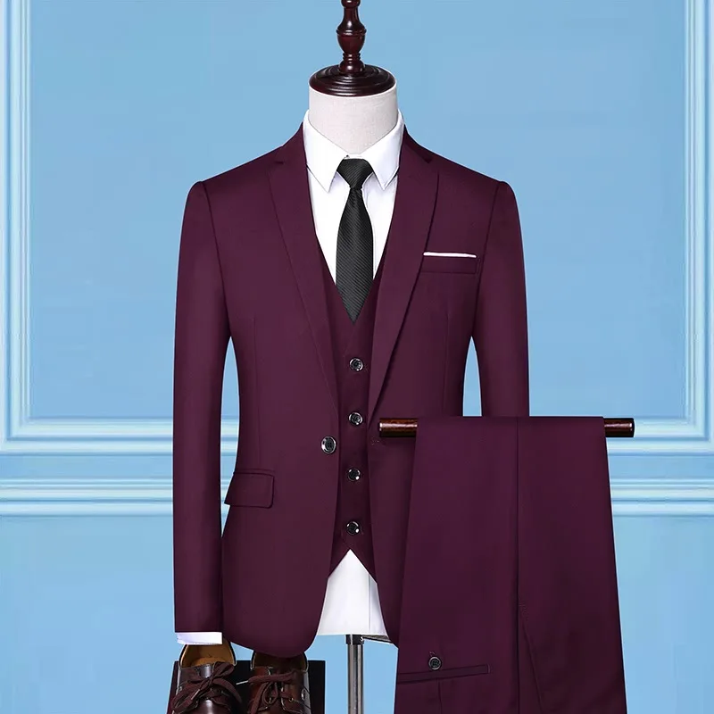 Comfortable 3 Piece Set Pant Coat Design Real Picture Men Suit, Black, blue,grey, wine red
Comfortable 3 Piece Set Pant Coat Design Real Picture Men Suit, Black, blue,grey, wine red