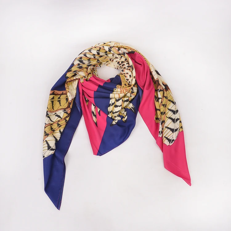 Top Quality Fashion Simple Style FENNYSUN 130*130cm Large 100% Polyester Scarf Seamless Made In China Bandana Women