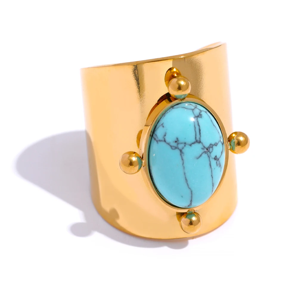 JINYOU 640 Fashion Natural Stone Stainless Steel Metal Geometric Real Gold Plated Open Ring Statement Trendy Wholesale Jewelry
JINYOU 640 Fashion Natural Stone Stainless Steel Metal Geometric Real Gold Plated Open Ring Statement Trendy Wholesale Jewelry