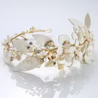 Fashion Zinc Alloy Freshwater Pearl Bridal Headdress Wedding Prom Flower Crown Tiara