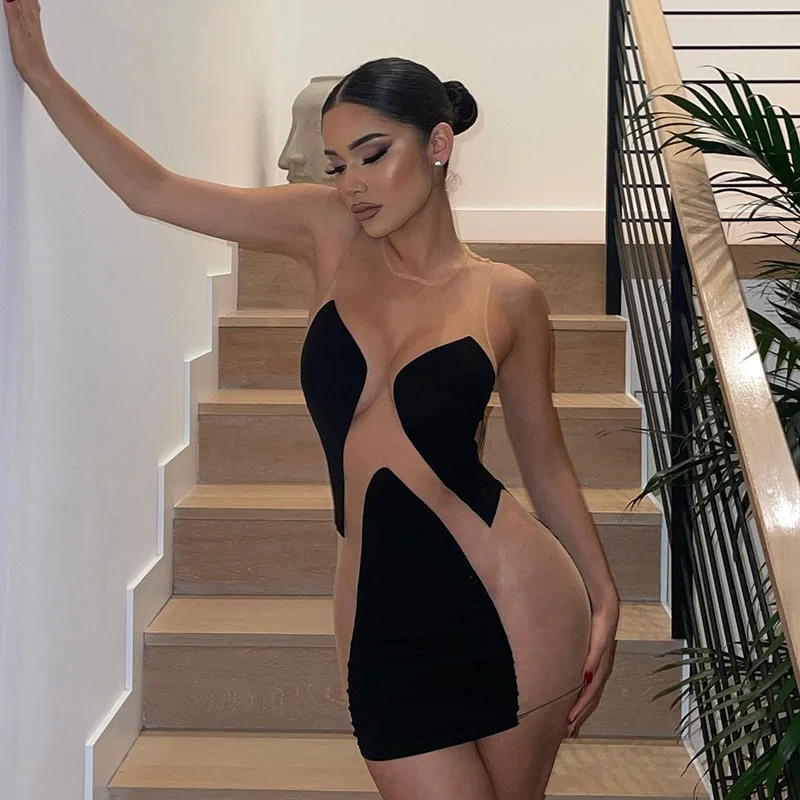 New Arrivals Sexy Dress 2022 Trending Patchwork Women Sexy Translucence Sleeveless Dress Women Black Mini Dress Sexy Clubwear, Balck
New Arrivals Sexy Dress 2022 Trending Patchwork Women Sexy Translucence Sleeveless Dress Women Black Mini Dress Sexy Clubwear, Balck