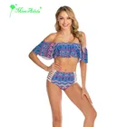 Factory Direct Sale Custom Printed High Waist Swimwear Girls Sexy Bikini 2 Piece Swimsuits For Women