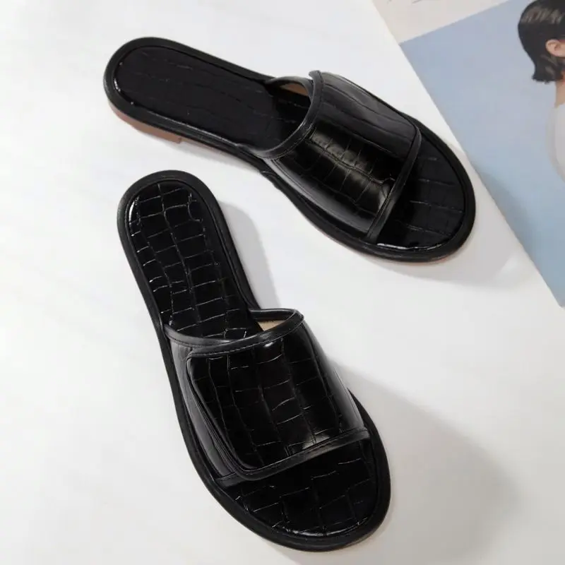 European and American stone pattern fashion flat slippers, Black,khaki or customized
European and American stone pattern fashion flat slippers, Black,khaki or customized
