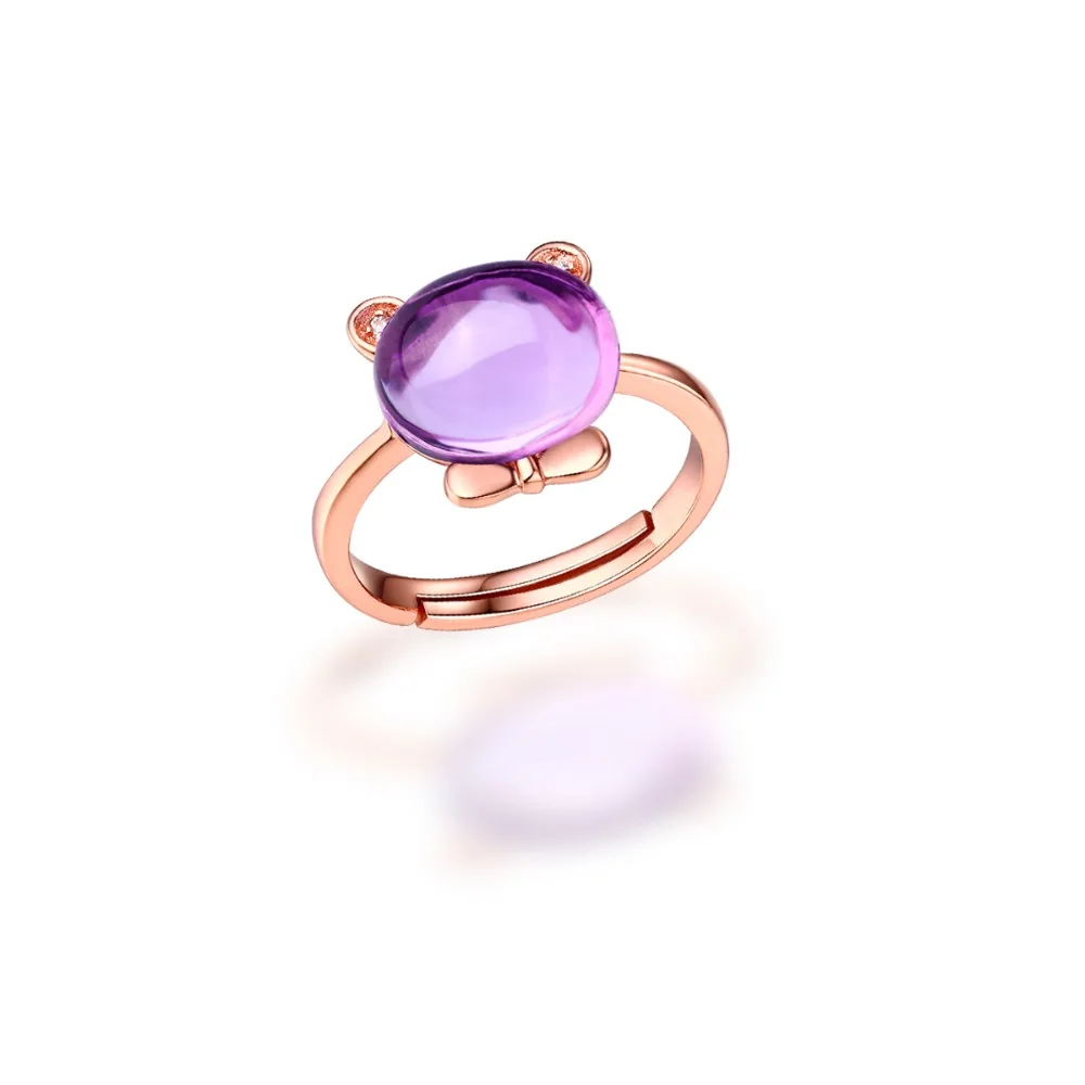 New Bear Ring Cute Adjustable Amethyst 925 Silver Ring With Purple Stone, Pink
New Bear Ring Cute Adjustable Amethyst 925 Silver Ring With Purple Stone, Pink