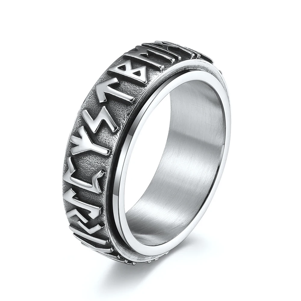 Nordic Viking Script Stainless Steel Rotating Ring Retro Decompression Letter Jewelry for Women Men
Nordic Viking Script Stainless Steel Rotating Ring Retro Decompression Letter Jewelry for Women Men