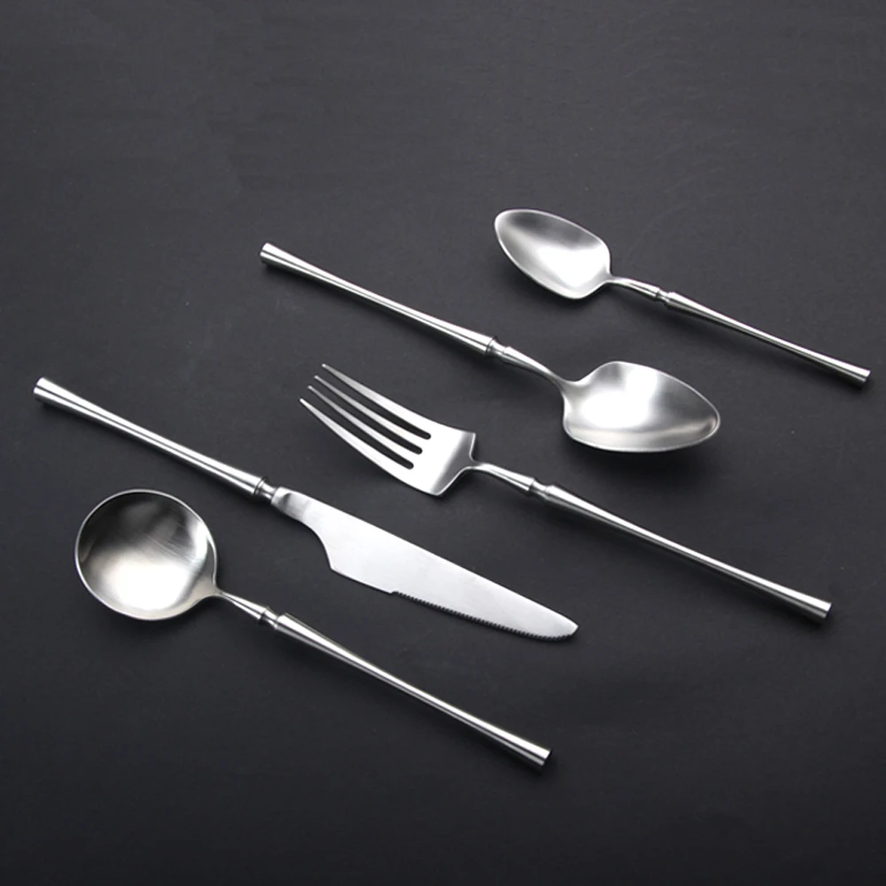 Luxury Retro Style Cutlery Set Round Handle Fork Knives Set Dinning