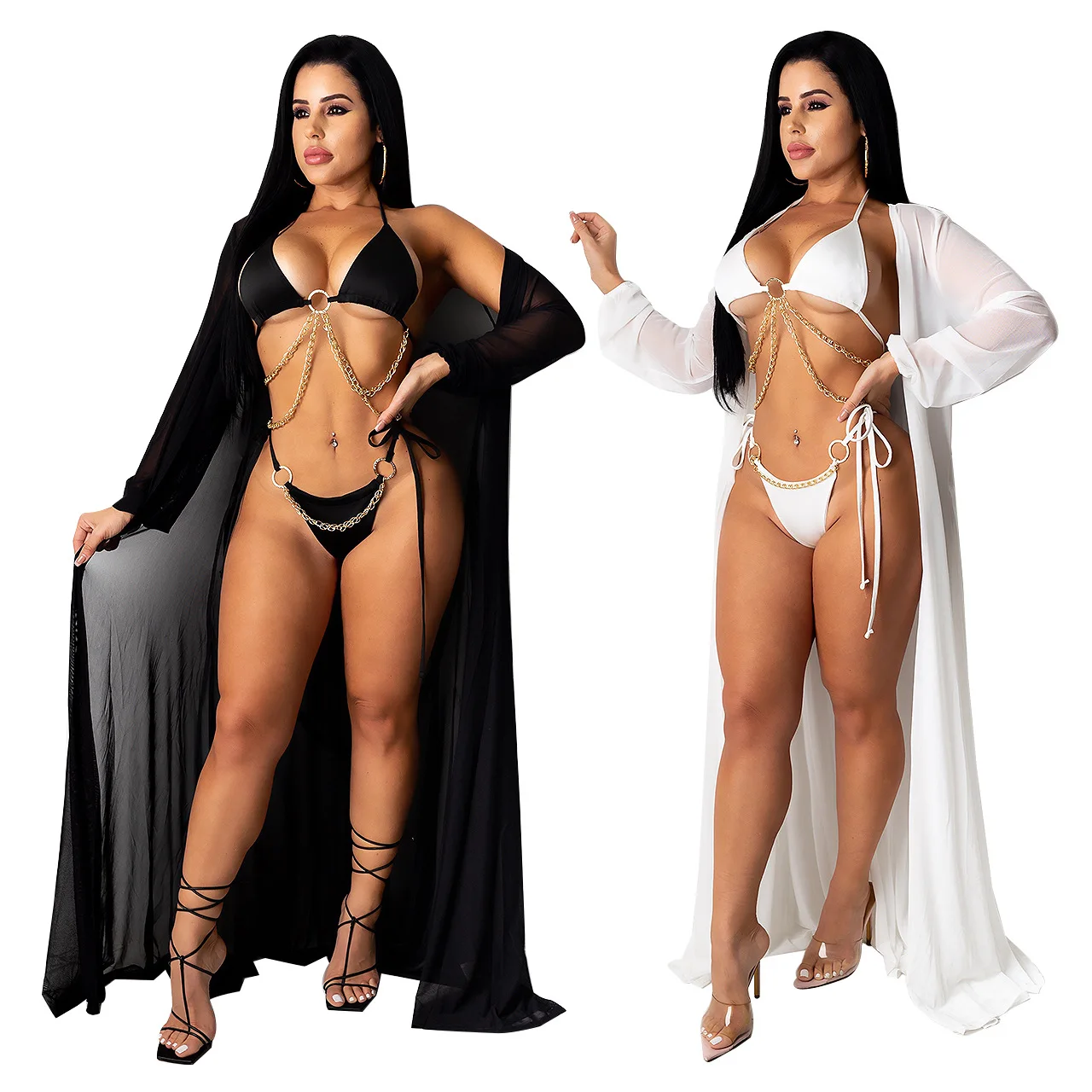 B53231A New design woman sexy beach bikini fashion chain decoration 3pcs swimwear, Black/white
B53231A New design woman sexy beach bikini fashion chain decoration 3pcs swimwear, Black/white